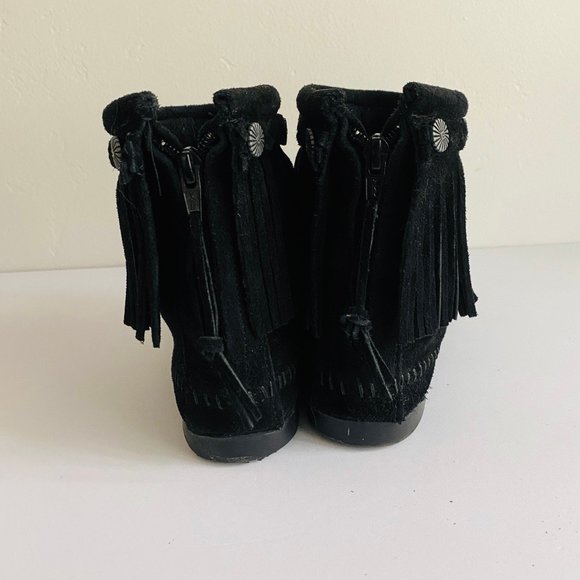 Minnetonka Black Suede Ankle Boots Size 7.5 - Picture 5 of 9